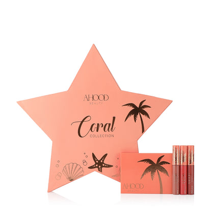 Coral Eyeshadow & Lipstick Set - 4 pcs